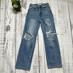 ALMOST FAMOUS High Rise 90s Ripped Wide Leg Jeans